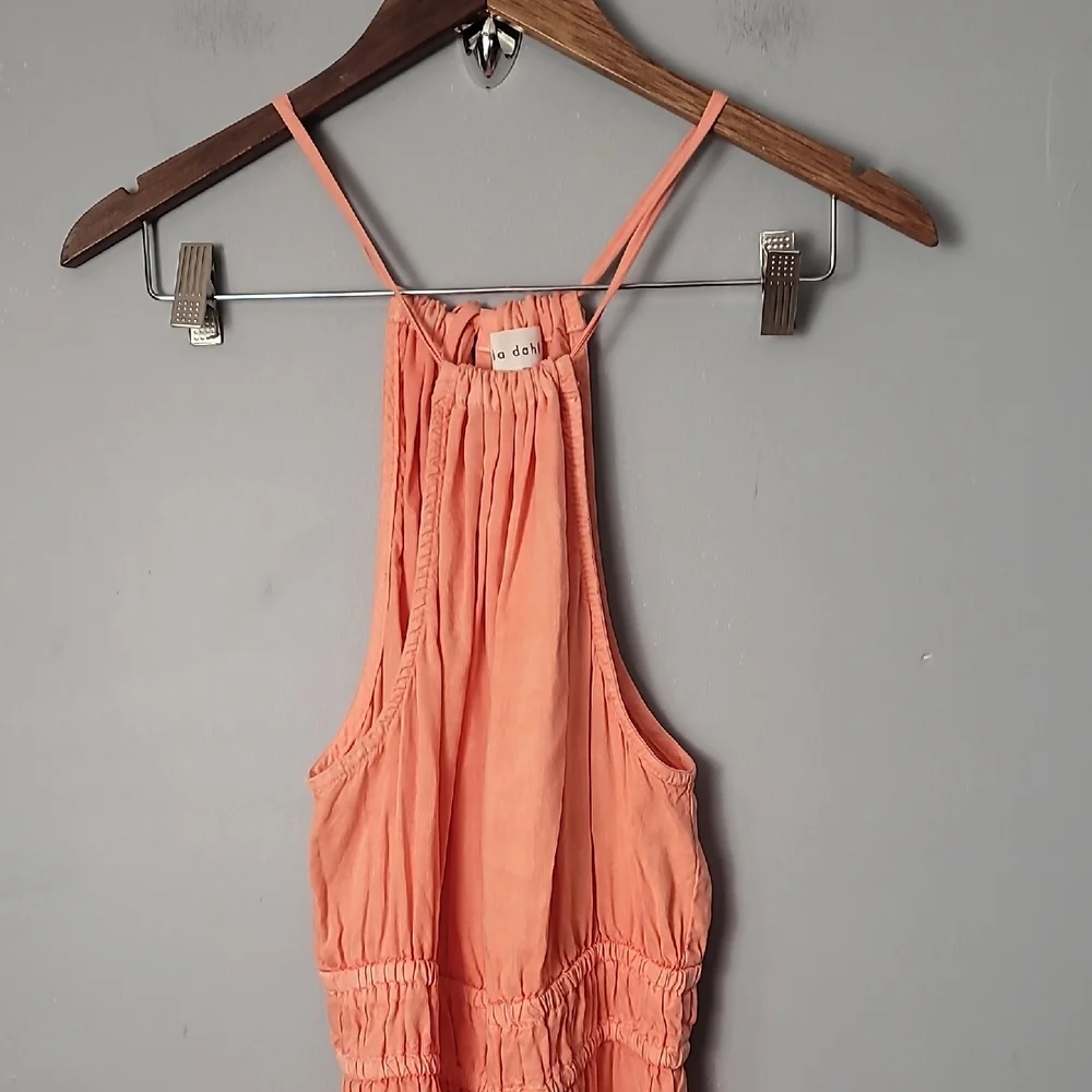 Bella Dahl Ruched Tangerine Halter Dress